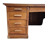 Mid-Century Double Pedestal Solid Oak Executive Desk