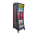Playful Multicolour Hand Painted Wooden Tallboy Chest of Drawers