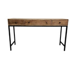 Contemporary Industrial Three-Drawer Wooden Console Table
