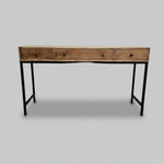 Contemporary Industrial Three-Drawer Wooden Console Table