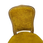 French Provincial Mustard Velvet Carved Wood Accent Dining Chair
