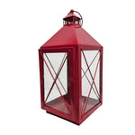 Vibrant Crimson Red Metal Farmhouse Style Candle Lantern