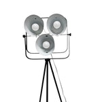 Industrial Style Matte Black Triple Shade Studio Tripod Floor Lamp