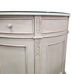 Stately Provincial Cream Carved Vanity Cabinet with Detachable Tri-Fold Mirror