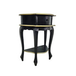 Elegant French Provincial Black & Gold Kidney Side Table