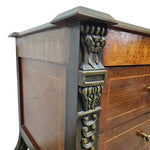 Regal Empire Style Inlaid Walnut Bedside Chest