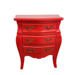 Vibrant Red French Provincial 3-Drawer Nightstand
