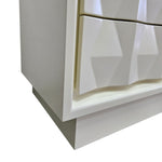 West Elm Mid-Century Style White Sculptural Geometric 2 Drawer Bedside Table