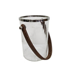 Ribbed Clear Glass Ice Bucket with Arching Handle