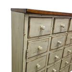 Vintage Apothecary-Style Cream Chest with Natural Wood Top