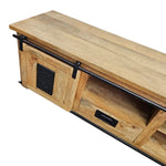 Factory Chic Reclaimed Style Mango Wood Barn Door TV Unit