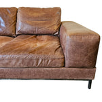 THE One Vintage Style Distressed Brown Leather Boxy Chesterfield Sofa