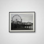 Framed Santa Monica Pier Ferris Wheel Black and White Fine Art Print