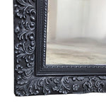 Ornate Rococo Style Matte Black Carved Upcycled Wall Mirror