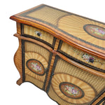 Ornate Italian Style Hand Painted Floral Inlay Wooden Sideboard Credenza