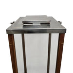 Tall Industrial Metal Wood and Glass Storm Lantern Candle Holder