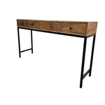 Contemporary Industrial Three-Drawer Wooden Console Table