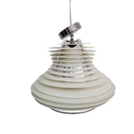 Faretto Singer Mid-Century Louvred Layered White Pendant Lamp
