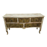 Rustic Bohemian Embossed Brass & Wood Sideboard