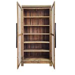 Rustic Reclaimed Timber Glass Two-Door Display Cabinet