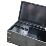 Upcycled Matte Black Campaign Storage Trunk Coffee Table