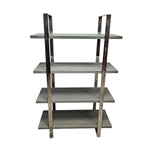Contemporary Grey Wood and Polished Chrome 4-Tier Bookshelf