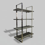 Contemporary Grey Wood and Polished Chrome 4-Tier Bookshelf