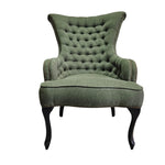 Sedar Vintage Style Green Fabric Tufted Wingback Armchair