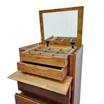 Minimalist Natural Timber Five Drawer Chest with Hidden Vanity Mirror
