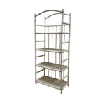 Vintage-Inspired White Bamboo 4-Tier Arched Bookshelf