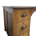 Classic Solid Oak Double Pedestal Six Drawer Writing Desk