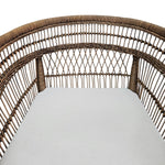 Natural Rattan Curved Back Tub Accent Armchair with Cushion