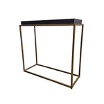 Marina Home Industrial Brass Frame and Black Faux Leather Tray Console Table