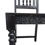 Stately Indian Style Carved Black Wood Dining Chair