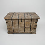 Rustic Reclaimed Wood Storage Trunk with Iron Detailing