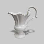 French Provincial White Glazed Scalloped Ceramic Pitcher Vase