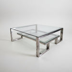 The One Two-Tier Glass & Silver Coffee Table