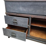 Pottery Barn Industrial Ludlow Black Leather Steamer Trunk Secretary Desk