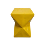Bold Mustard Yellow Hourglass Faceted Geometric Side Table