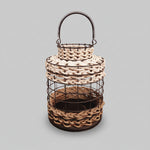 Home Center Zayn Industrial Wire and Woven Rope Decorative Lantern