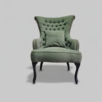 Sedar Vintage Style Green Fabric Tufted Wingback Armchair