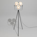 Industrial Style Matte Black Triple Shade Studio Tripod Floor Lamp