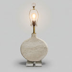 Sculptural Travertine Marble Oval Table Lamp