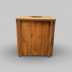 Rustic Natural Wood Box Side Table with Carved Cutout Top