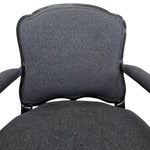 Vintage French Louis Style Black Lacquered Upholstered Armchair