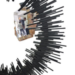 Mid-Century Modern Black Metal Sunburst Round Wall Mirror
