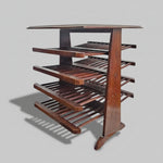 Anglo-Indian Solid Wood Tiered Canterbury Magazine Rack Side Table