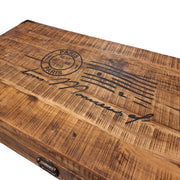 Industrial Style Wooden Coffee Table with Metal Wheels