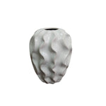 Contemporary Wavy Speckled White Ceramic Vase