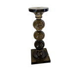 Artisan Smoke Glass Tiered Pillar Candle Stand